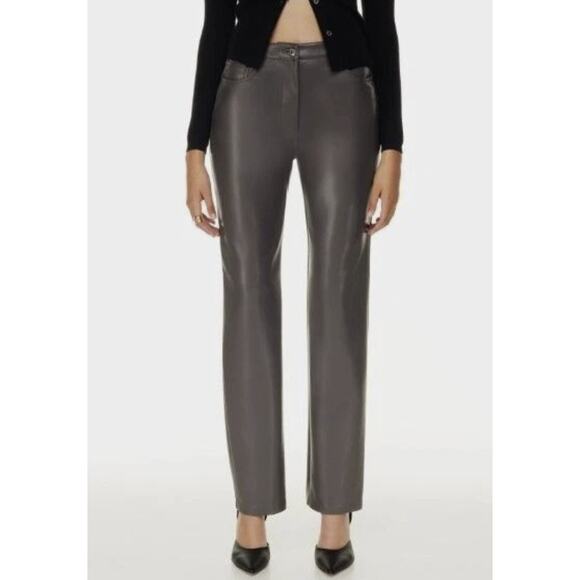 Aritzia Wilfred The Melina Pant Vegan Leather High Waisted in Gray Size‎ 0 - Picture 1 of 12